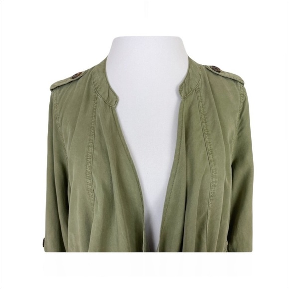 NWT Knox Rose Draped Cargo Jacket Top Lightweight Pockets Green Size Small - Picture 5 of 10